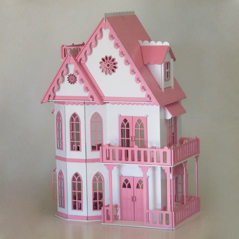 Brinquedo Casinha De Mini Boneca Rosa MDF 4 Andares Parquinho 24 Móveis Casa Sulartes