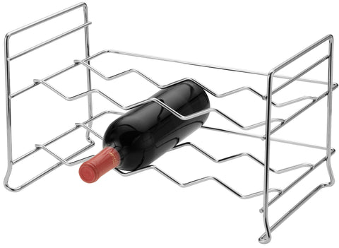 Adega Empilhável 8 Garrafas Vinho Suporte Garrafeira Horizontal Cromado