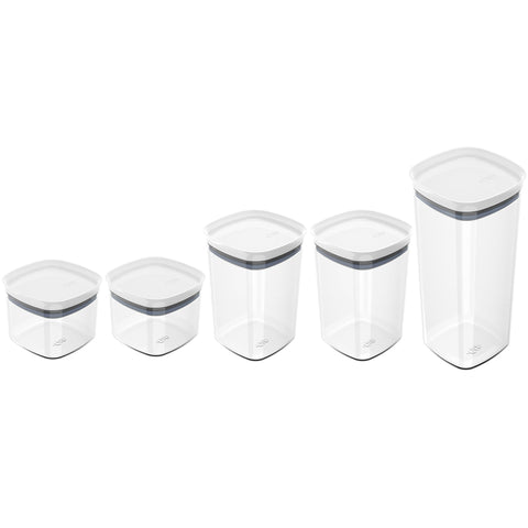 Kit Potes Herméticos 0,45L 1L e 1,5L Com Tampa Para Alimentos Branco