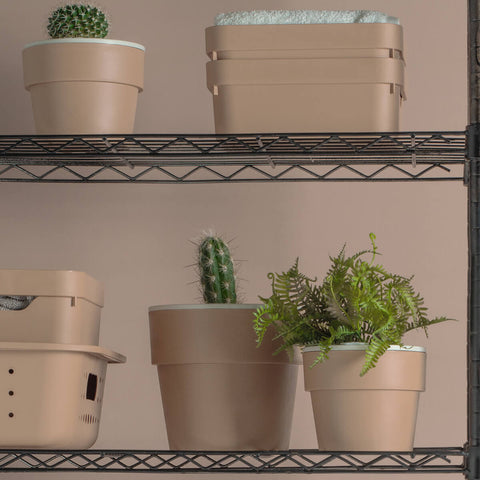 Vaso Auto Irrigável M Horta Vasos Para Plantas Tempero Flores Bege