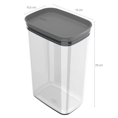 Pote Hermético Grande Retangular com Tampa 2,3 Litros Porta Mantimentos Cozinha Chumbo