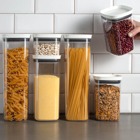 Kit Potes Herméticos 0,45L 1L e 1,5L Com Tampa Para Alimentos Branco