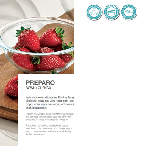 Kit 3 Tigelas Redondas De Vidro Com Tampas Plásticas Sortidas Potes De Preparo Marinex