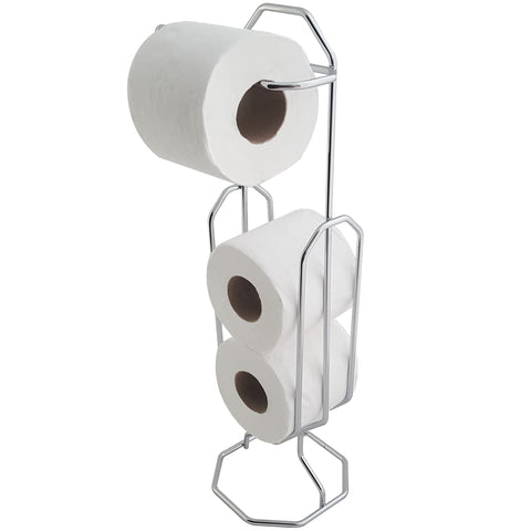 Suporte Papeleira Chão Porta Papel Higiênico 3 Rolos Cromado