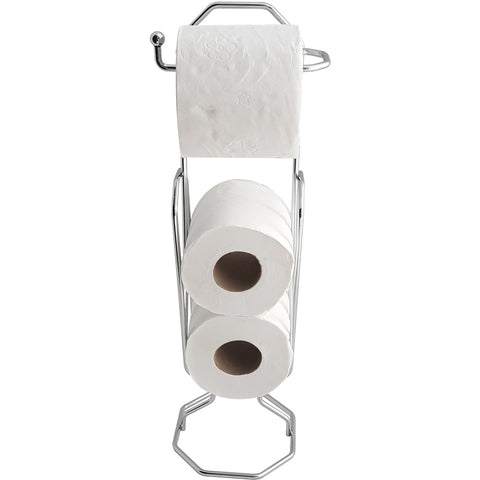 Suporte Papeleira Chão Porta Papel Higiênico 3 Rolos Cromado