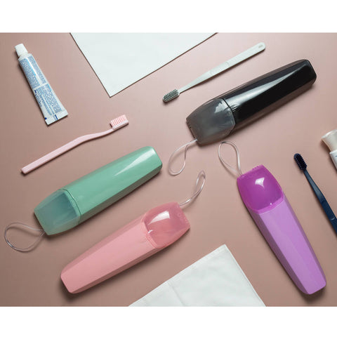 Kit Saboneteira e Estojo Porta Escovas Creme Dental Bolsa Mala Viagem Rosa Quartzo