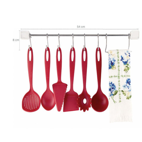Barra para Cozinha Suporte Organizador Porta Talheres com 6 Ganchos