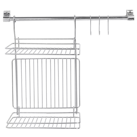 Kit Organizador Suspenso Para Utensílios Cozinha Barra 61cm Escorredor De Louças E Ganchos