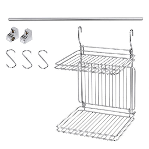 Kit Organizador Suspenso Para Utensílios Cozinha Barra 61cm Escorredor De Louças E Ganchos