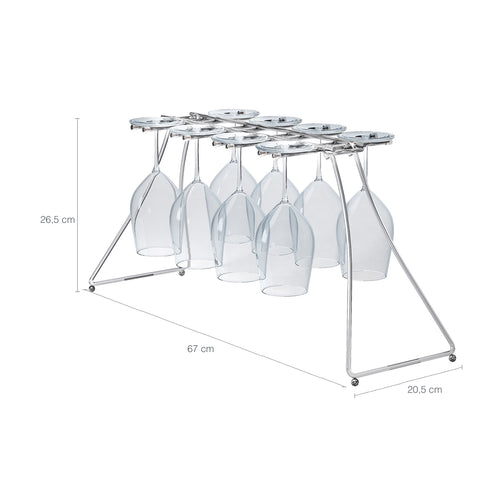 Escorredor Suporte Porta 8 Taças Em Aço Cromado Bancada