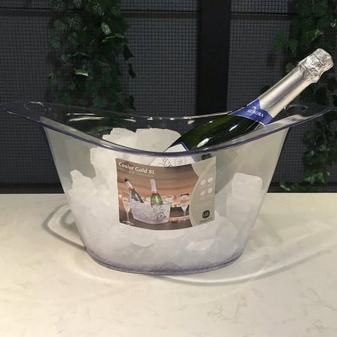 Kit Champanheira Grande Balde De Gelo 8L Conjunto 6 Taças Champagne Plástico