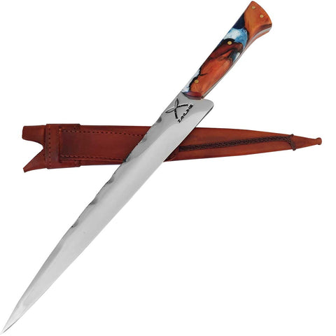 Faca Língua de Chimango Zanline 11' Artesanal Cabo Hibrido Churrasco Aço Cirúrgico 420c