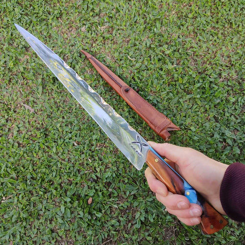 Faca Língua de Chimango Zanline 11' Artesanal Cabo Hibrido Churrasco Aço Cirúrgico 420c