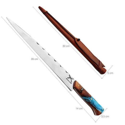 Faca Língua de Chimango Zanline 11' Artesanal Cabo Hibrido Churrasco Aço Cirúrgico 420c