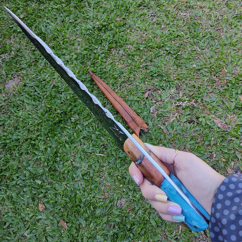 Faca Língua de Chimango Zanline 11' Artesanal Cabo Hibrido Churrasco Aço Cirúrgico 420c