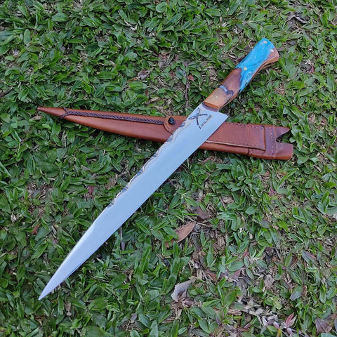 Faca Língua de Chimango Zanline 11' Artesanal Cabo Hibrido Churrasco Aço Cirúrgico 420c