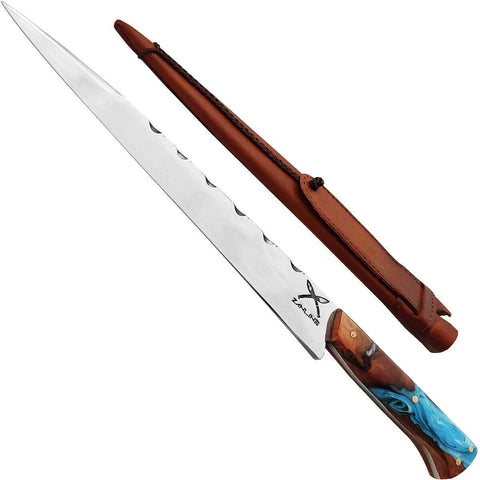 Faca Língua de Chimango Zanline 11' Artesanal Cabo Hibrido Churrasco Aço Cirúrgico 420c