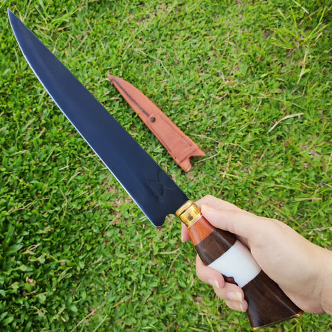 Faca Artesanal Gaúcha Churrasco 10' Aço Carbono 1070 Fosfatizado Zanline Cabo Sortidos