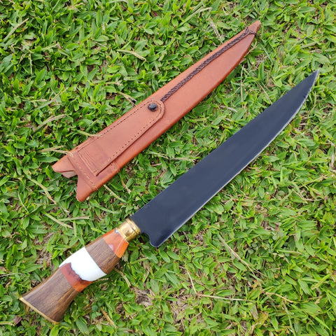 Faca Artesanal Gaúcha Churrasco 10' Aço Carbono 1070 Fosfatizado Zanline Cabo Sortidos