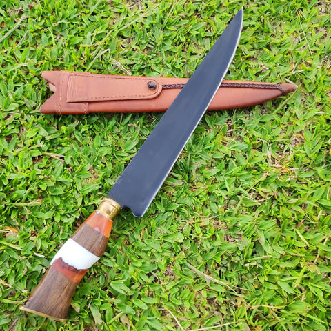 Faca Artesanal Gaúcha Churrasco 10' Aço Carbono 1070 Fosfatizado Zanline Cabo Sortidos