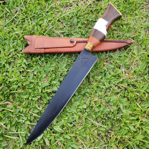 Faca Artesanal Gaúcha Churrasco 10' Aço Carbono 1070 Fosfatizado Zanline Cabo Sortidos