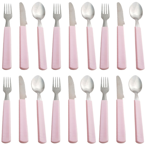 Seis Jogos de Talheres Infantil Criança Garfo Faca Colher Inox Taumer Rosa
