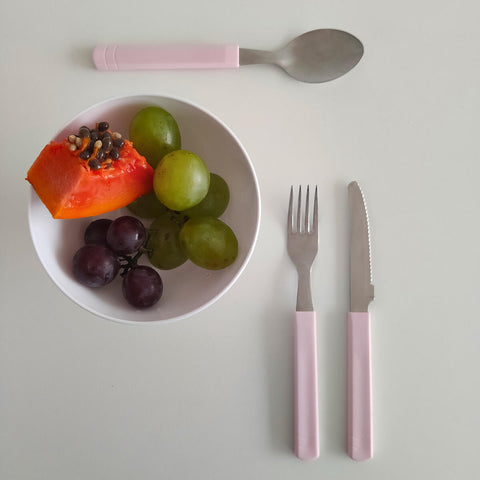 Seis Jogos de Talheres Infantil Criança Garfo Faca Colher Inox Taumer Rosa