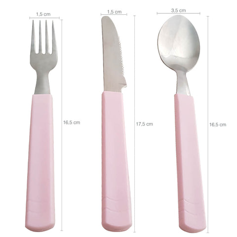 Seis Jogos de Talheres Infantil Criança Garfo Faca Colher Inox Taumer Rosa