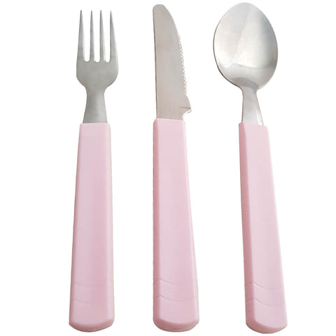 Seis Jogos de Talheres Infantil Criança Garfo Faca Colher Inox Taumer Rosa
