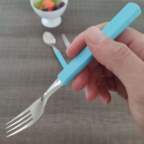 Seis Jogos de Talheres Infantil Criança Garfo Faca Colher Inox Taumer Azul