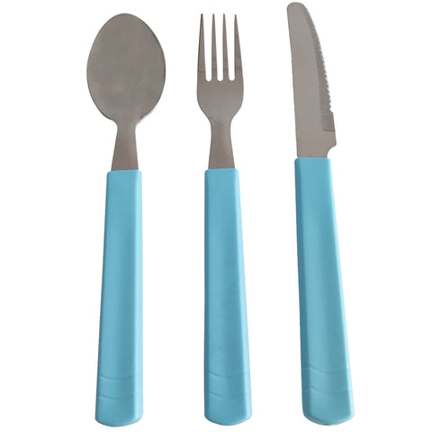 Seis Jogos de Talheres Infantil Criança Garfo Faca Colher Inox Taumer Azul