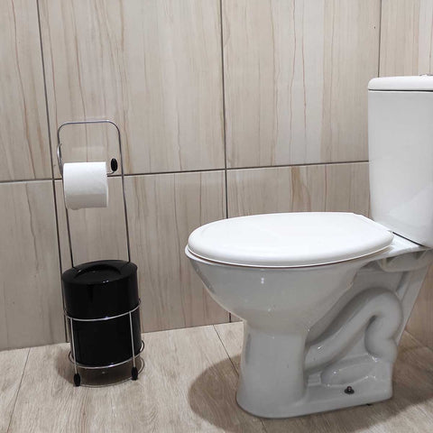 Suporte Papeleira E Lixeira Com Tampa Porta Papel Higiênico
