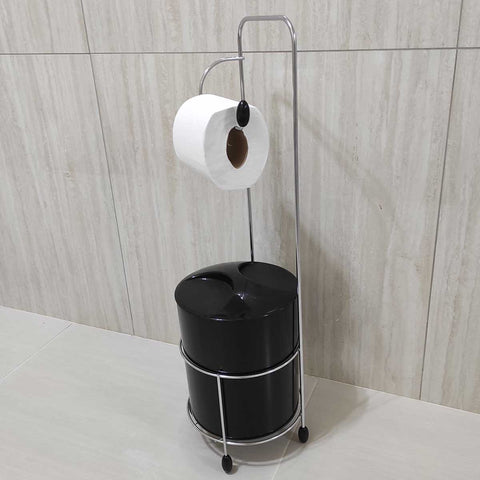 Suporte Papeleira E Lixeira Com Tampa Porta Papel Higiênico