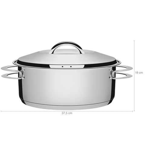 Panela de Fundo Triplo Caçarola Inox 7,1L Rasa com Tampa 28cm Tramontina Solar