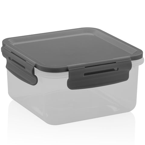 Pote Hermético Tampa Com Travas 800ml Lanche Pequeno Click Chumbo