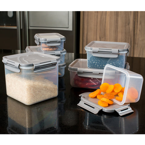 Pote Hermético Tampa Com Travas 800ml Lanche Pequeno Click Chumbo