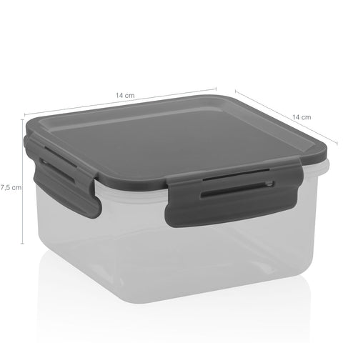 Pote Hermético Tampa Com Travas 800ml Lanche Pequeno Click Chumbo