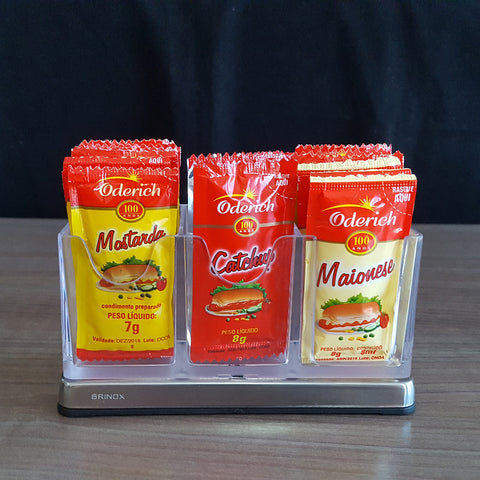 Suporte Porta Saches de Maionese Ketchup Mostarda Divisória