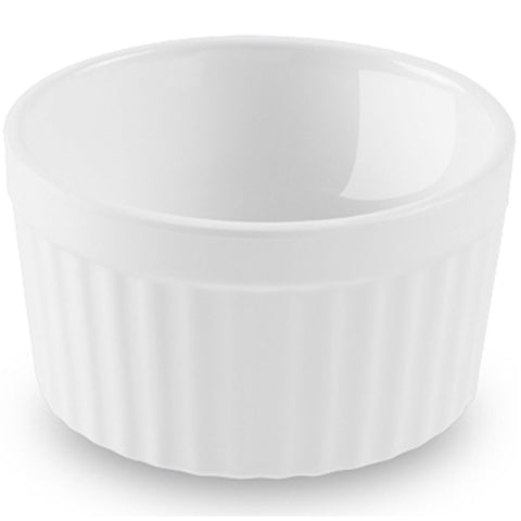 12 Ramekin Canelado Refratário De Melamina Médio 150ml Branco