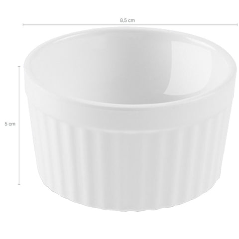 12 Ramekin Canelado Refratário De Melamina Médio 150ml Branco