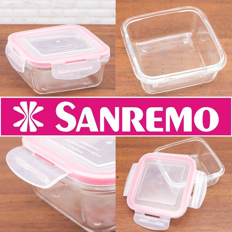 Pote De Vidro Hermético Quadrado Sanremo 330ml Marmita Com Tampa