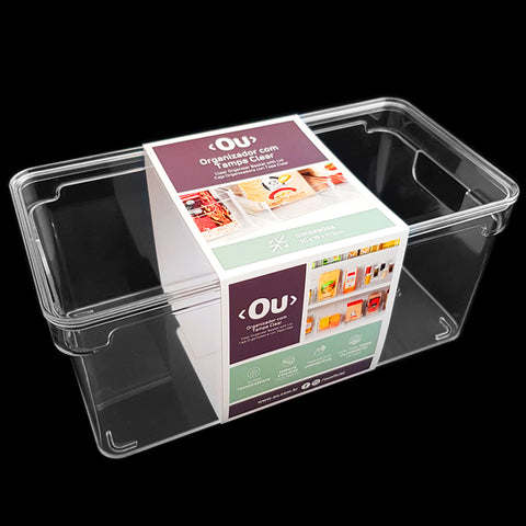 Organizador De Armário 30x15x13cm Caixa Organizadora Transparente Com Tampa E Alças Clear OU