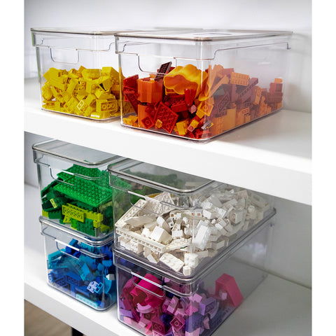 Organizador De Armário 30x15x13cm Caixa Organizadora Transparente Com Tampa E Alças Clear OU
