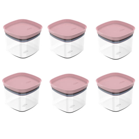 Conjunto 6 Potes Vedação Hermético 450ml Vedação Em Silicone Rosa