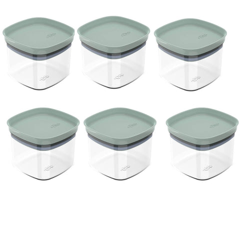 Conjunto 6 Potes Vedação Hermético 450ml Vedação Em Silicone Verde