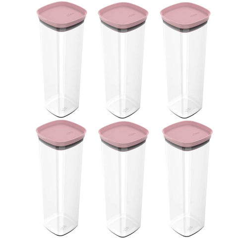 Conjunto De Potes Para Alimentos 2L Kit De Potes Herméticos Com Tampa Rosa Quartzo