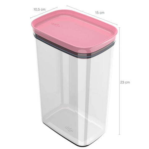 Kit 6 Potes Herméticos Retangulares Grandes com Tampa 2,3L Porta Mantimentos Cozinha Rosa Quartzo