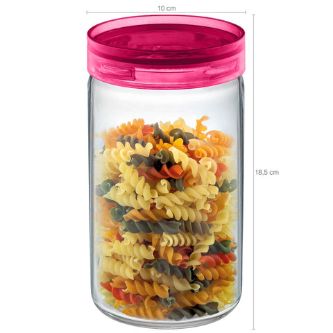 Kit 2 Potes Herméticos de Vidro Para Mantimentos De Cozinha Sanremo 650ml e 1L Rosa