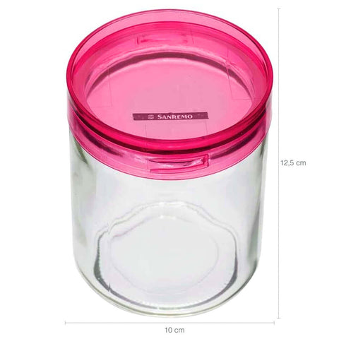 Kit 2 Potes Herméticos de Vidro Para Mantimentos De Cozinha Sanremo 650ml e 1L Rosa