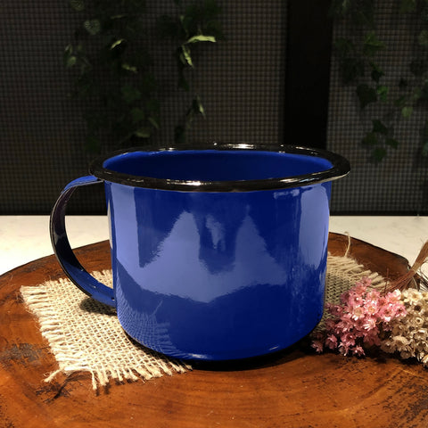 Leiteira Fervedor Aço Esmaltado 1L Caneca Esmaltada Ágata Com Alça Azul